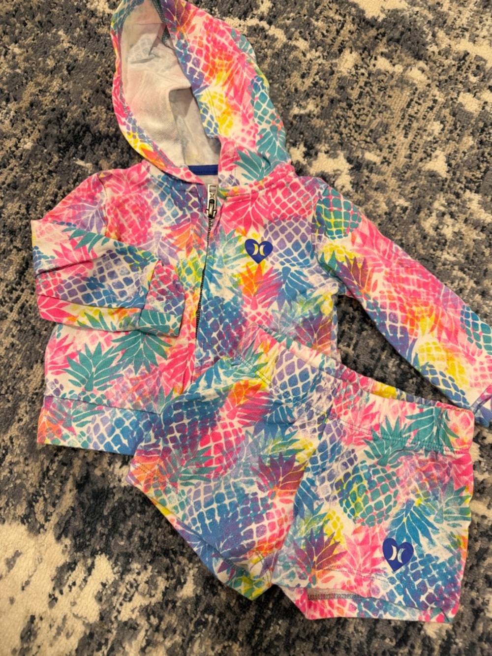 Hurley Multicolor Pineapple Print Hoodie & Shorts Set